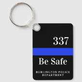 Politieagent gepersonaliseerde badge # dunne blauw sleutelhanger (Voorkant)