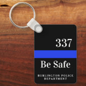 Politieagent gepersonaliseerde badge # dunne blauw sleutelhanger (Voorkant)