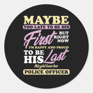 Politieagent Girl Wife Cop Policeman Gift Ronde Sticker