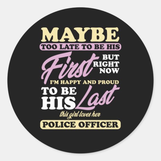 Politieagent Girl Wife Cop Policeman Gift Ronde Sticker (Voorkant)