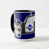 Politieagent Gnome met politiewagen Mok (Voorkant links)