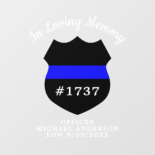 Politieagent herdenkingsbadge in liefdevolle herin raamsticker (Vel)