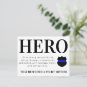 Politieagent Hero Thin Blue Line Dank u Postc Briefkaart (Staand voorkant)