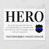 Politieagent Hero Thin Blue Line Dank u Postc Briefkaart (Voorkant)