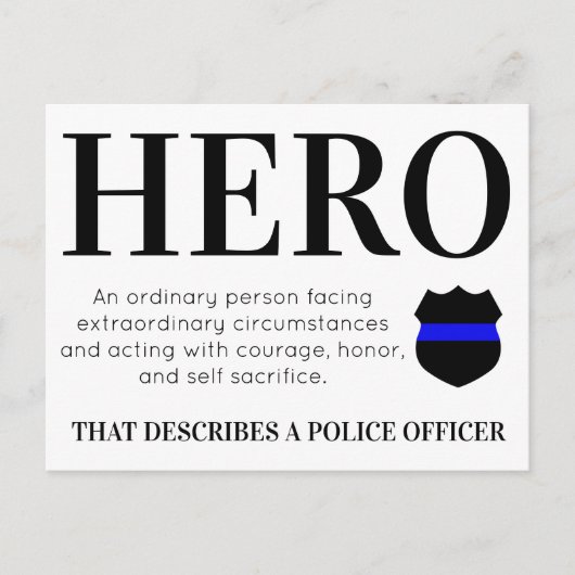 Politieagent Hero Thin Blue Line Dank u Postc Briefkaart (Voorkant)
