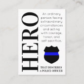 Politieagent Hero Thin Blue Line Dank u Visitekaartje (Voorkant)