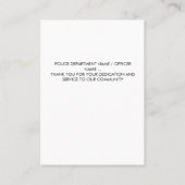 Politieagent Hero Thin Blue Line Dank u Visitekaartje (Achterkant)