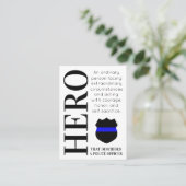 Politieagent Hero Thin Blue Line Dank u Visitekaartje (Staand voorkant)