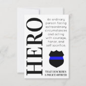 Politieagent Hero Thin Blue Line gepersonaliseerd Bedankkaart (Voorkant)