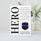 Politieagent Hero Thin Blue Line gepersonaliseerd Bedankkaart (Staand voorkant)