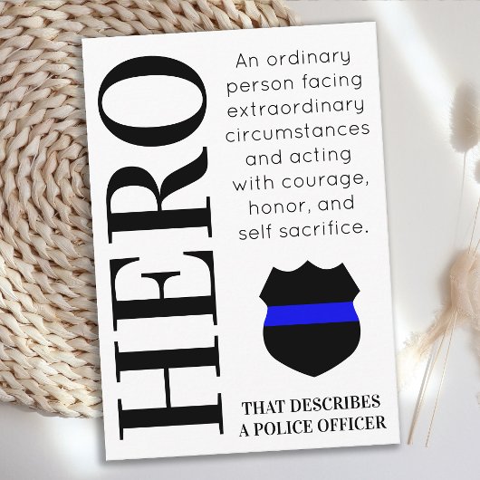 Politieagent Hero Thin Blue Line gepersonaliseerd Bedankkaart