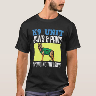 Politieagent Hond K0 Eenheid Jaws & Paws Handhavin T-shirt