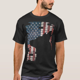 Politieagent K9 Dog Shep PD Amerikaanse vlag Silho T-shirt