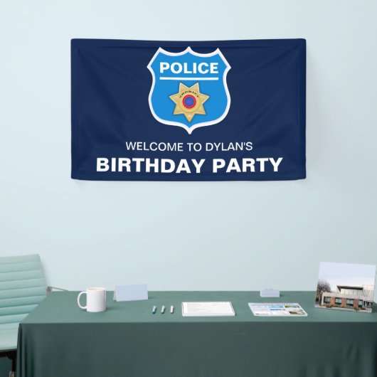 Politieagent Kinderen Verjaardagsfeestje Spandoek (Beurs)