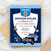 Politieagent Kinderen Verjaardagsfeestje Uitnodiging Briefkaart