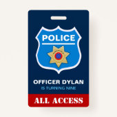 Politieagent Kinderen Verjaardagsuitnodiging ID Ka Badge (Voorkant)