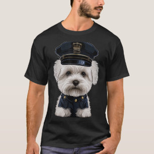 Politieagent Maltese hond Cop hond op Politie Malt T-shirt