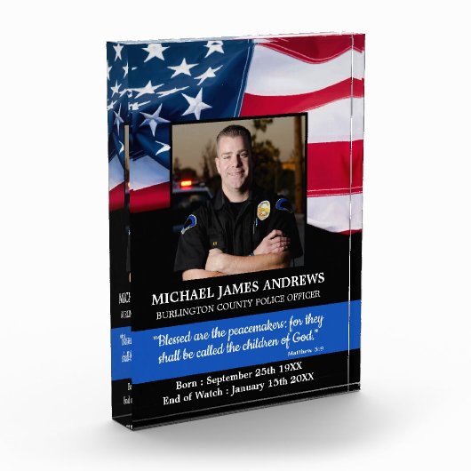 Politieagent Memorial Enforcement USA Flag Fotoblokken (Links)