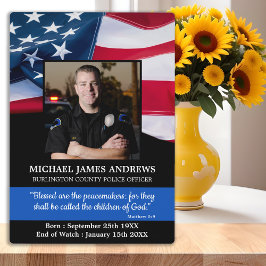 Politieagent Memorial Enforcement USA Flag Fotoplaat