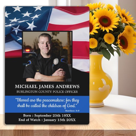 Politieagent Memorial Enforcement USA Flag Fotoplaat