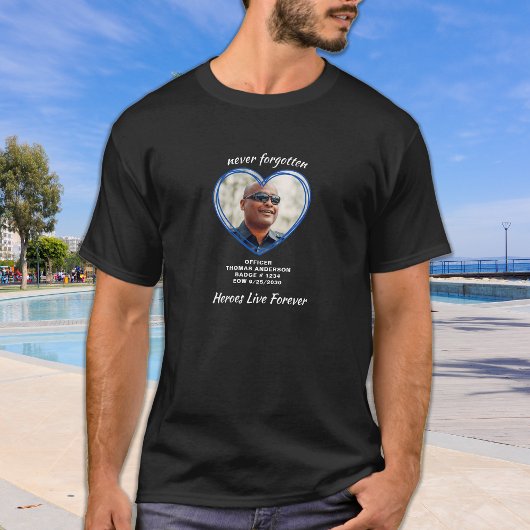 Politieagent Memorial EOW Custom Heart Foto T-shirt