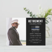 Politieagent met blauwe lijn pensioen kaart (Staand voorkant)