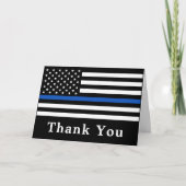 Politieagent met een speciale vlag voor de blauwe  bedankkaart (Voorkant)