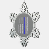 Politieagent met Thin Blue Line Tin Sneeuwvlok Ornament (Rechts)