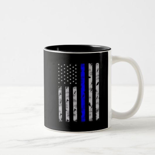 Politieagent met Thin Blue Line Tweekleurige Koffiemok (Rechts)