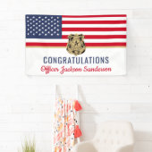 Politieagent Militaire Pensioen Amerikaanse vlag Spandoek (Insitu)