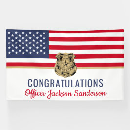 Politieagent Militaire Pensioen Amerikaanse vlag Spandoek