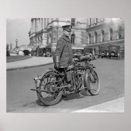 Politieagent motorfietsen, 1924.  foto poster