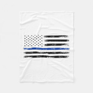 Politieagent ons Amerikaanse vlag met blauwe lijn Fleece Deken