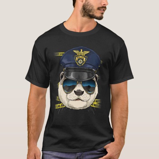 Politieagent Otter PD Cop Crime Scene Zee Dier T-shirt (Voorkant)