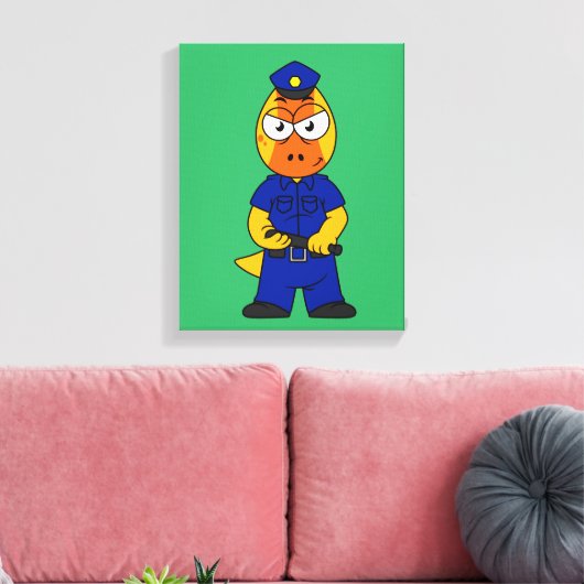 Politieagent Pachycephalosaurus. Canvas Afdruk (Insitu (Woonkamer))