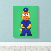 Politieagent Pachycephalosaurus. Canvas Afdruk (Insitu (Houten vloer))