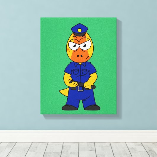 Politieagent Pachycephalosaurus. Canvas Afdruk (Insitu (Houten vloer))