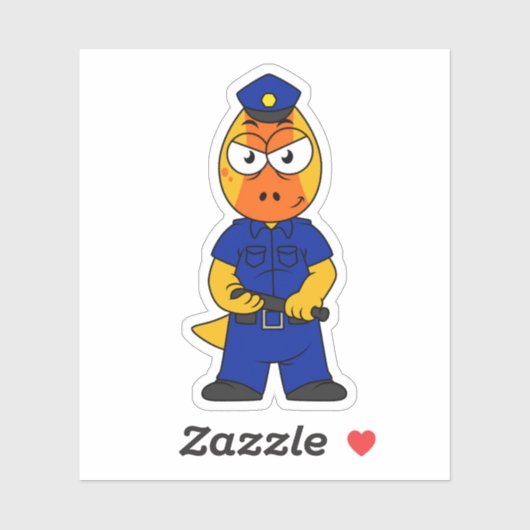 Politieagent Pachycephalosaurus. Sticker (Vel)