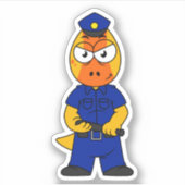 Politieagent Pachycephalosaurus. Sticker (Voorkant)