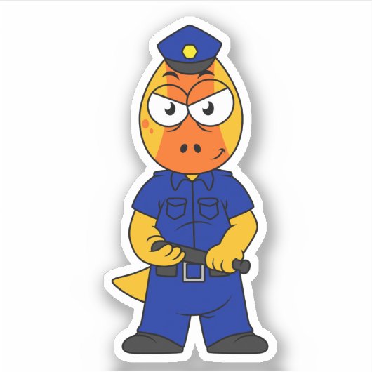 Politieagent Pachycephalosaurus. Sticker (Voorkant)