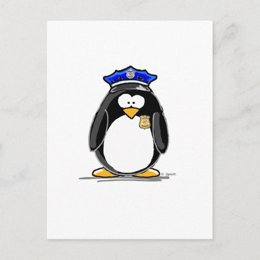 Politieagent Penguin Briefkaart (Voorkant)
