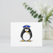 Politieagent Penguin Briefkaart (Staand voorkant)