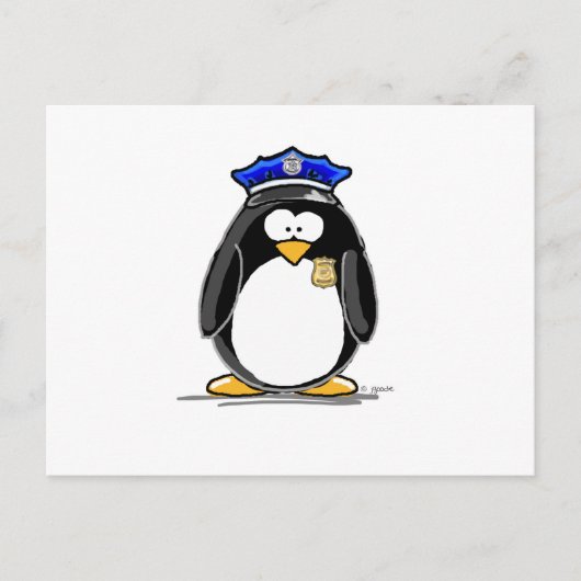 Politieagent Penguin Briefkaart (Voorkant)