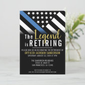 Politieagent pensioen blauwe lijn thema vlag kaart (Staand voorkant)