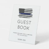 Politieagent Pensioen Party Gast Boek Teken Reclamebord Met Voetstuk (Voorkant)