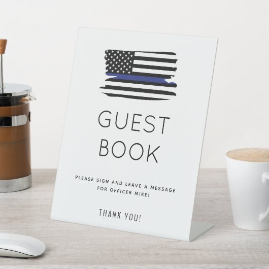 Politieagent Pensioen Party Gast Boek Teken Reclamebord Met Voetstuk (Insitu)