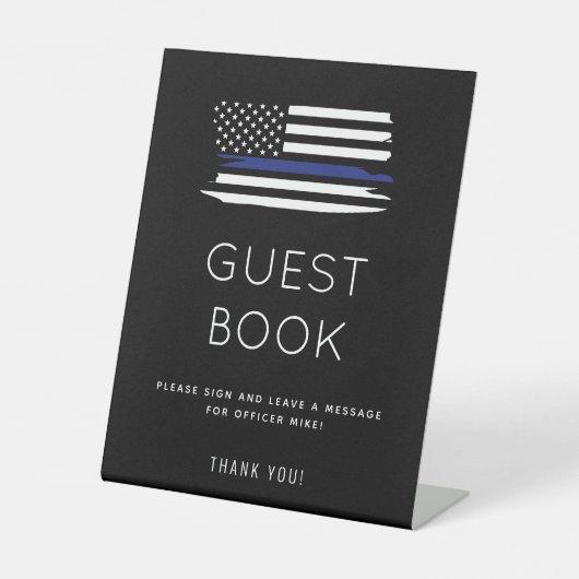 Politieagent Pensioen Party Gast Boek Teken Reclamebord Met Voetstuk (Voorkant)