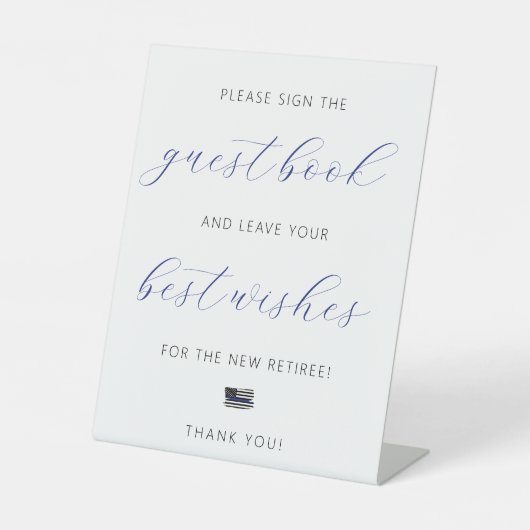 Politieagent Pensioen Party Gast Boek Teken Reclamebord Met Voetstuk (Voorkant)