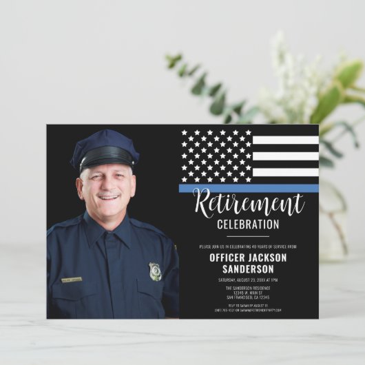 Politieagent Pensioen Wetshandhaving Foto Kaart (Staand voorkant)