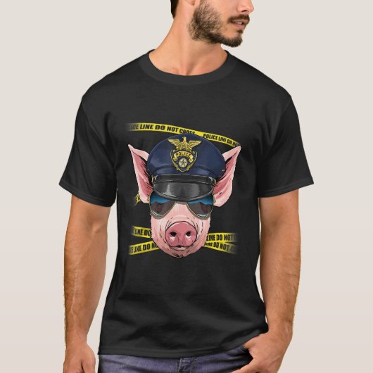 Politieagent Pig PD Cop Crime Scene Boerderij Dier T-shirt (Voorkant)